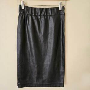 Brochu Walker Faux Leather Pencil Skirt Size XS Drew Stretch Black